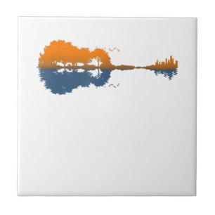 Guitar Lake Shadow Love Guitar Gift Music Lovers Tile