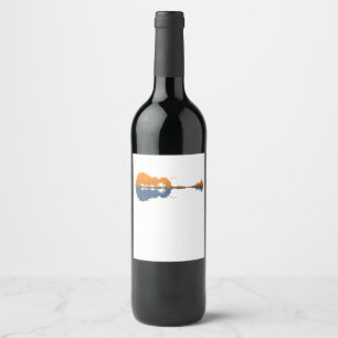 Guitar Lake Shadow Love Guitar Gift Music Lovers Wine Label