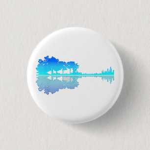 Guitar Lake Shadow Love Guitar Musician 3 Cm Round Badge