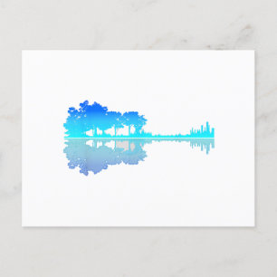 Guitar Lake Shadow Love Guitar Musician Holiday Postcard