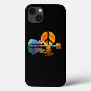 Guitar Lake Shadow Peace Love Guitar Hippie iPhone 13 Case