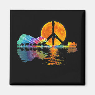 Guitar Lake Shadow Peace Love Guitar Hippie Magnet
