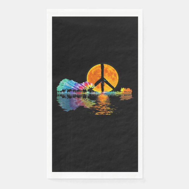 Guitar Lake Shadow Peace Love Guitar Hippie Napkin (Front)