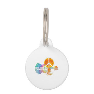 Guitar Lake Shadow Peace Love Guitar Hippie Pet Tag