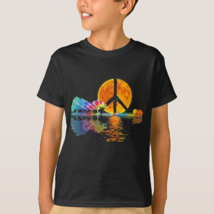 Guitar Lake Shadow Peace Love Guitar Hippie T-Shirt