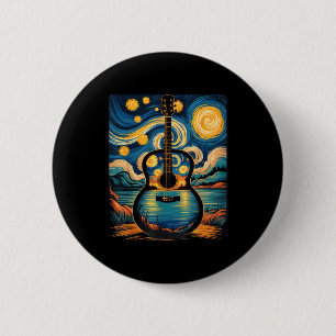 Guitar Lake Starry Night Music Guitarist Van Gogh  6 Cm Round Badge