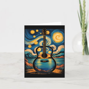 Guitar Lake Starry Night Music Guitarist Van Gogh  Card