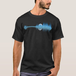Guitar Lake Trees Moon Guitarist Music Nature Men  T-Shirt