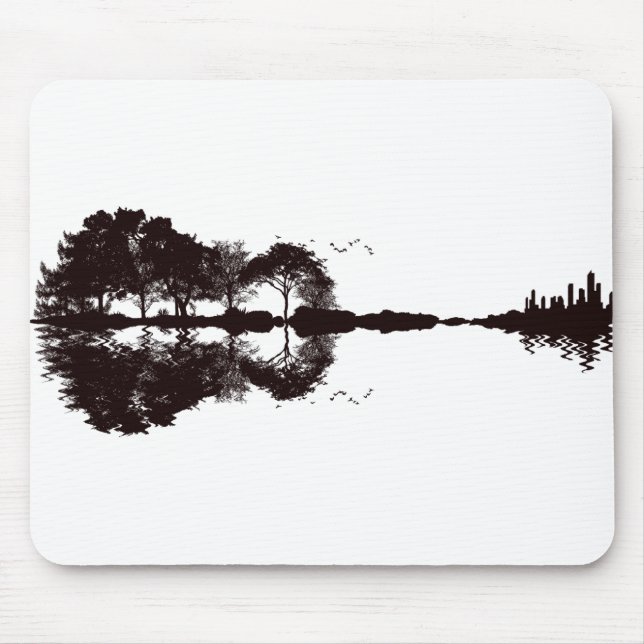 Guitar Landscape Illustration Mouse Pad (Front)