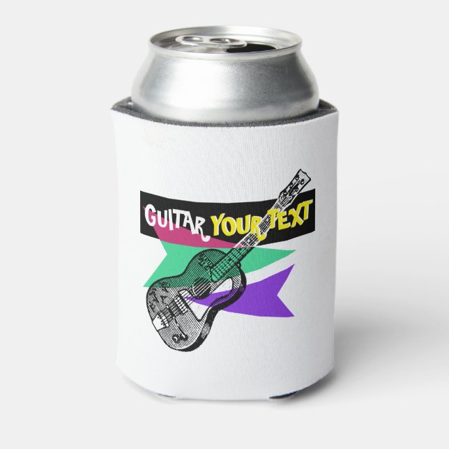 Guitar Legend Retro Illustration Customisable Can Cooler (Can Back)