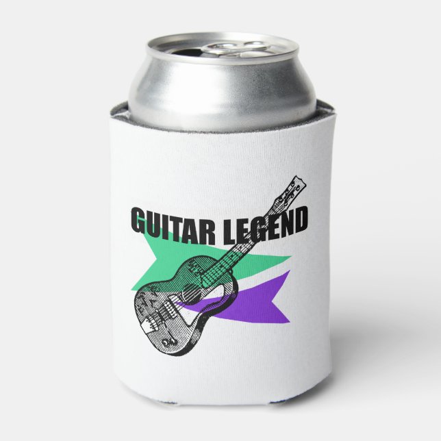 Guitar Legend Retro Vintage Illustration Can Cooler (Can Front)