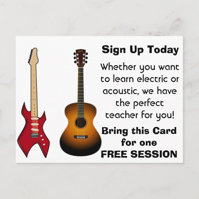 Guitar Lesson Advertising Postcards (Front)