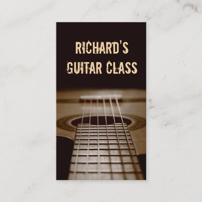 Guitar Lessons - Classic Elegant Guitar Photo Business Card (Front)