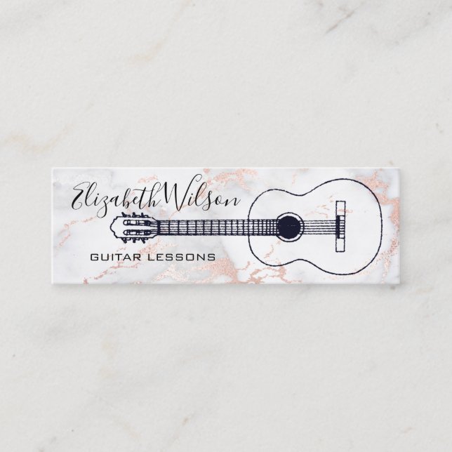 guitar lessons marble decor mini business card (Front)
