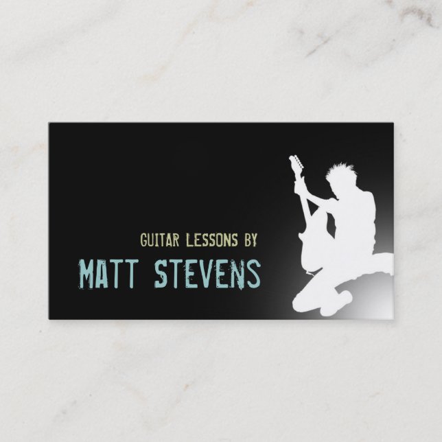 Guitar Lessons Music Instructor Business Card (Front)