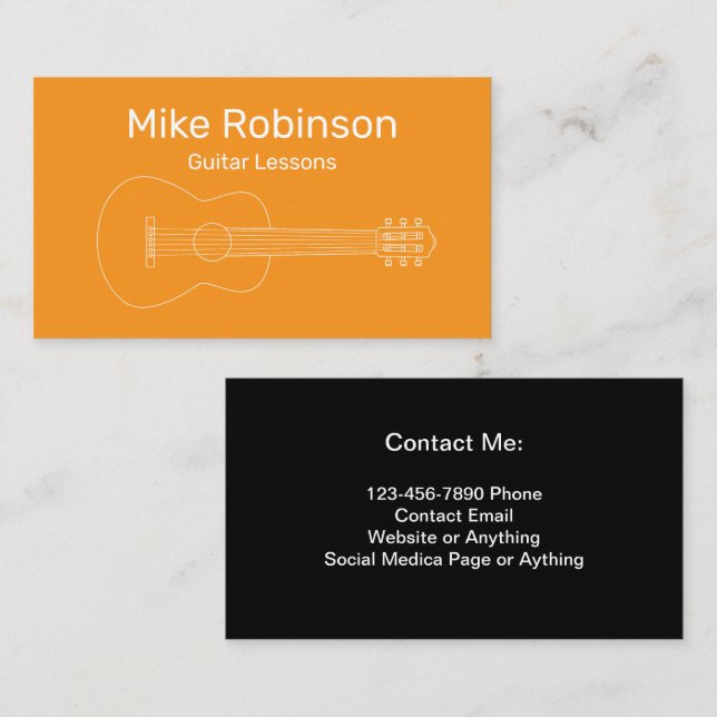 Guitar Lessons Music Instructor Business Cards  (Front/Back)