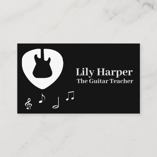 Guitar Lessons Music Notes Calling Card (Front)