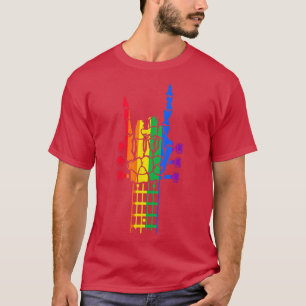 Guitar LGBT Rainbow Pride Skeleton Hand Guitarist T-Shirt
