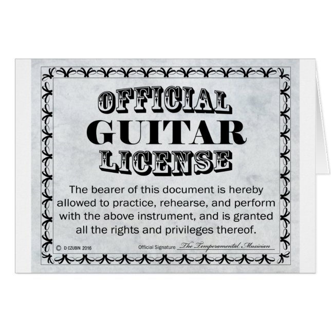 Guitar License (Front Horizontal)