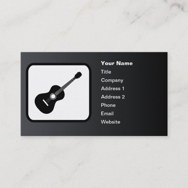 Guitar Logo Customisable Black Business Card (Front)