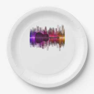 Guitar Lover Acoustic Guitar Heartbeat Gift Paper Plate