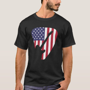 Guitar Lover American Flag Guitar T-Shirt