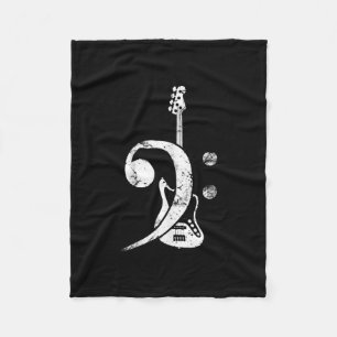 Guitar Lover Bass Clef Bass Guitar Fleece Blanket