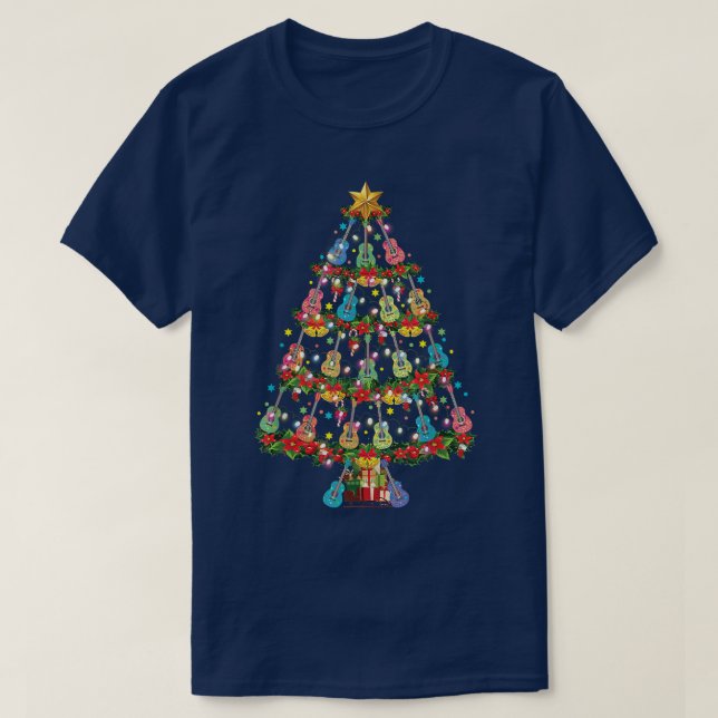 Guitar Lover Christmas Tree Guitar Player Musician T-Shirt (Design Front)
