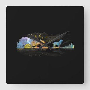 Guitar Lover Gift Cocker Spaniel Dog Watercolor Square Wall Clock