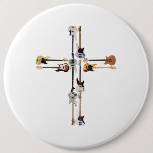 Guitar Lover Guitar Cross Gift 6 Cm Round Badge