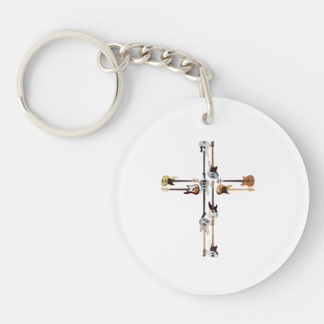 Guitar Lover | Guitar Cross Gift Key Ring (Front)