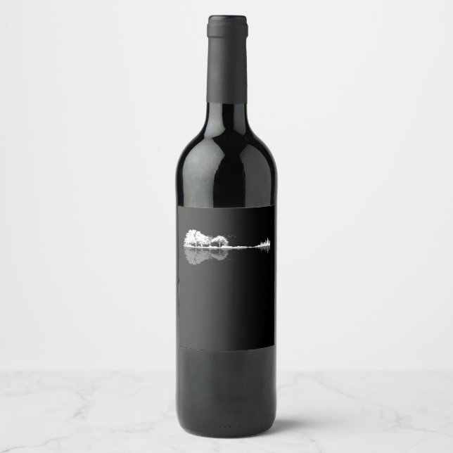 Guitar Lover | Guitar & Natural Gift Wine Label (Front)