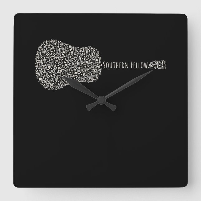 Guitar Lover | Guitar Notes Gift Square Wall Clock (Front)