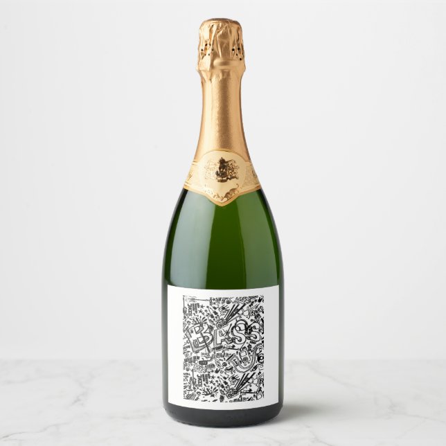 Guitar Lover | Guitar Pattern Gift Sparkling Wine Label (Front)