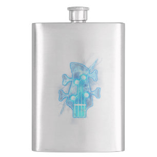 Guitar Lover Head Of A Bass Guitar Player Hip Flask