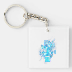 Guitar Lover Head Of A Bass Guitar Player Key Ring