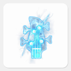 Guitar Lover Head Of A Bass Guitar Player Square Sticker