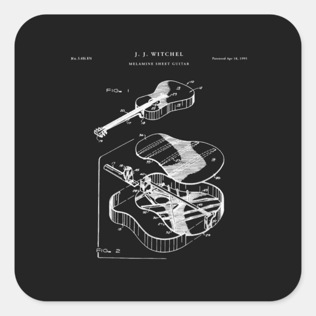 Guitar Lover | Martin Guitar Patent Square Sticker (Front)