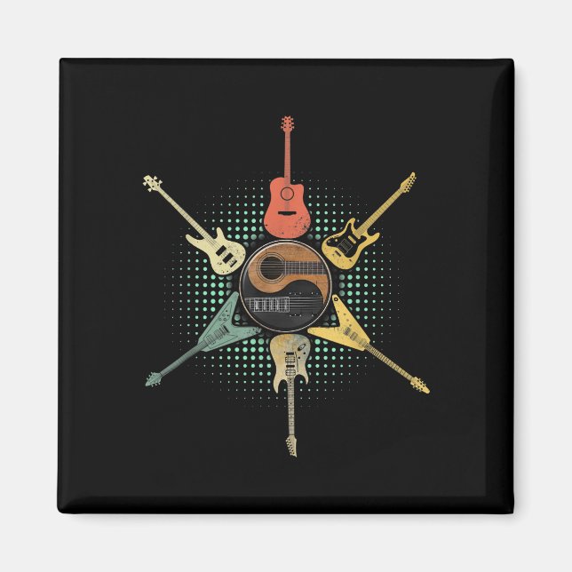 Guitar Lover| Retro Style | Gift For Guitarist Magnet (Front)