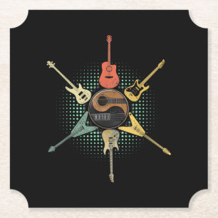 Guitar Lover Retro Style Gift For Guitarist Paper Coaster
