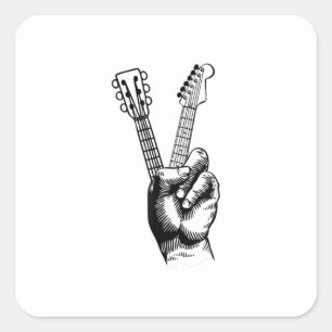 Guitar Lover Say Hi Guitar Gift Square Sticker