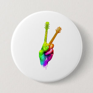 Guitar Lover Say Hi Guitar Hands Gift 7.5 Cm Round Badge