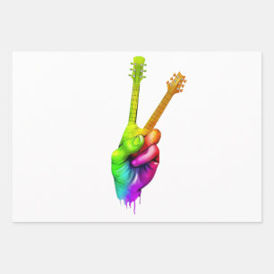 Guitar Lover Say Hi Guitar Hands Gift Wrapping Paper Sheet