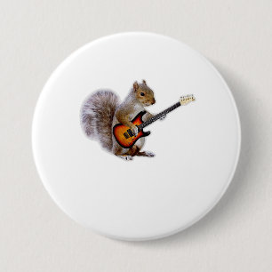 Guitar Lover   Squirrel Playing Guitar 7.5 Cm Round Badge