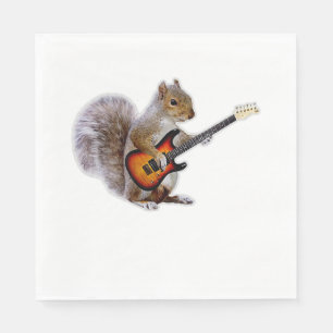 Guitar Lover Squirrel Playing Guitar Napkin