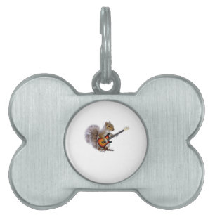 Guitar Lover   Squirrel Playing Guitar Pet ID Tag