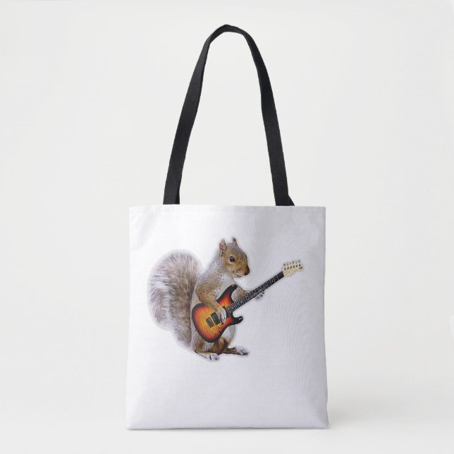 Guitar Lover | Squirrel Playing Guitar Tote Bag (Front)
