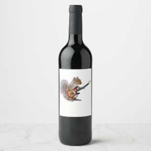 Guitar Lover   Squirrel Playing Guitar Wine Label