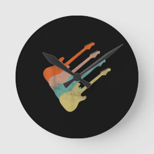 Guitar Lover Vintage Electric Guitar Round Clock