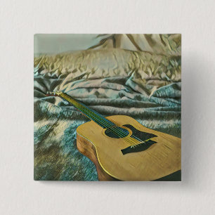 Guitar lovers gifts 15 cm square badge